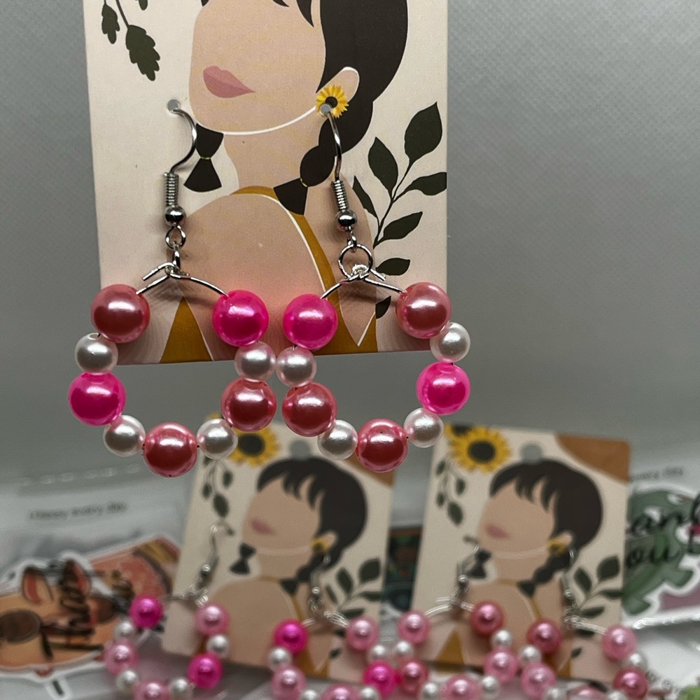 Barbiecore handmade earrings by me!